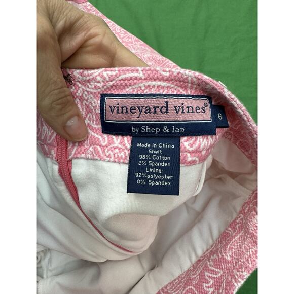Vineyard Vines Shep & Ian Womens Blend Skirt Pink Size 6 Lined EUC Ribbon Accent - Picture 5 of 6